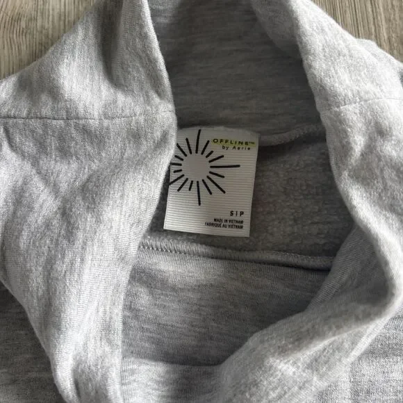 Offline By Aerie Softest Gray Mock Neck Fleece Comfy Light Pullover Sweatshirt S - Picture 5 of 9